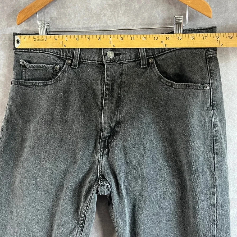 Levis 505 Regular Fit Mens 38x30 Black Faded Denim Jeans Casual Pants 00505-2913
